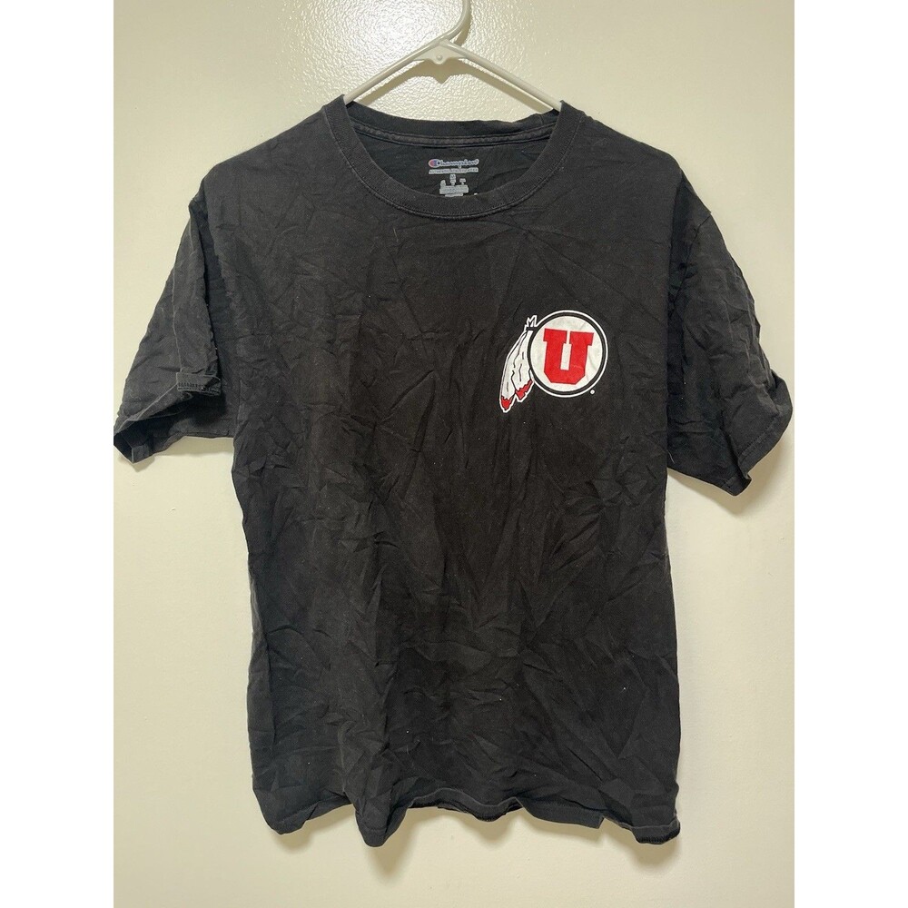 Utah utes men’s Champion Shirt Medium Distressed Sports Black NCAA